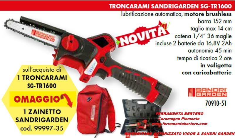 TRONCARAMI SANDRI GARDEN SG TR 1600 LUBLIFICAZIONE CATENA AUTOMATICA